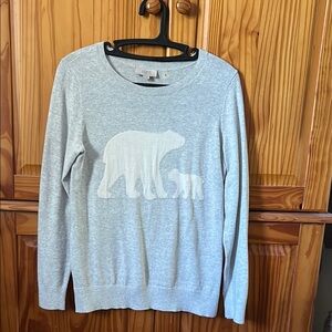 Gray Sweater with Polar Bear Design